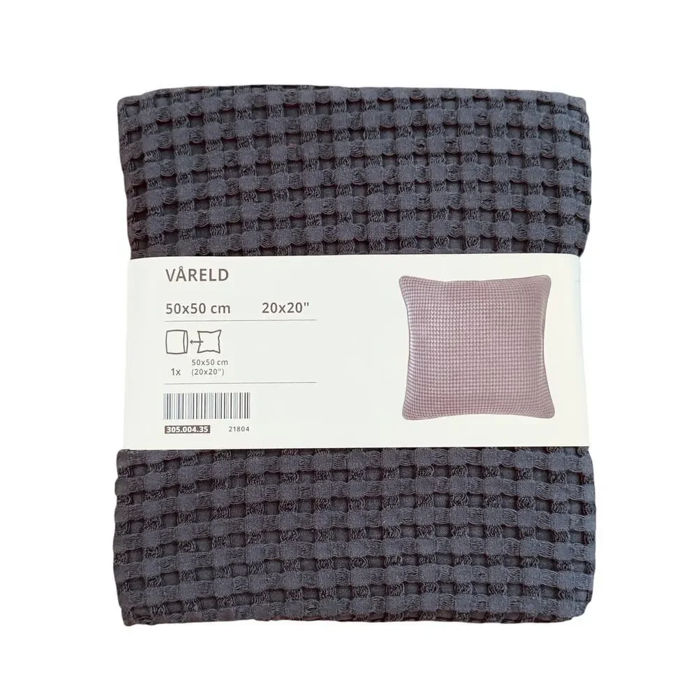 IKEA VARELD Gray Cotton Waffle Knit Pillow Cover 20